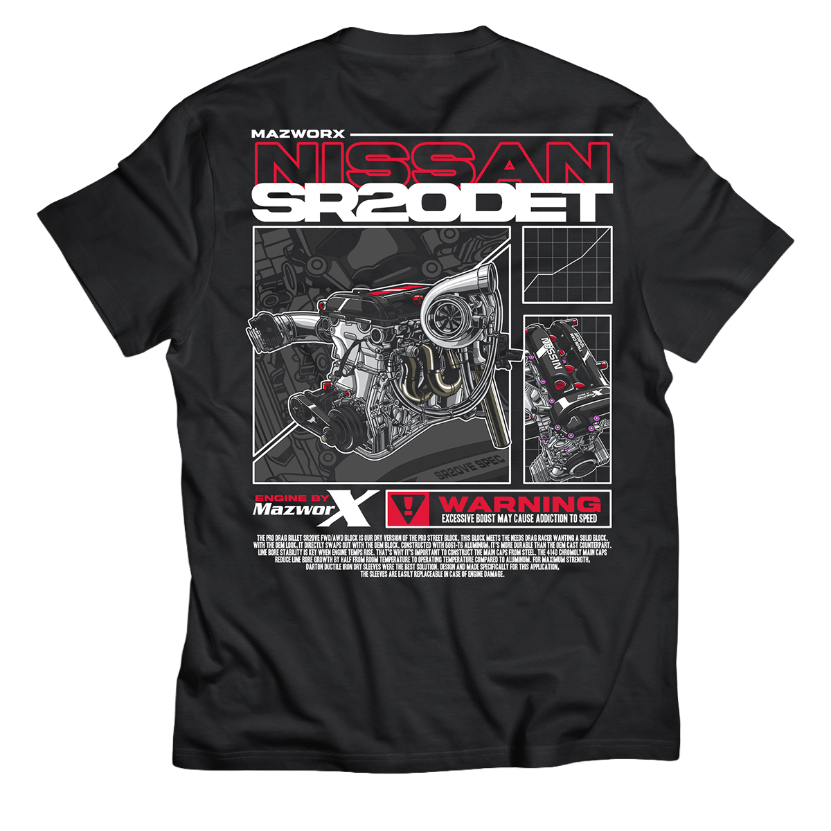 Mazworx SR20DET Pro Billet Engine Premium T-Shirt