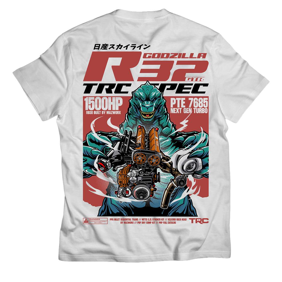 TRC RB30 'Godzilla' Engine Premium White T-Shirt